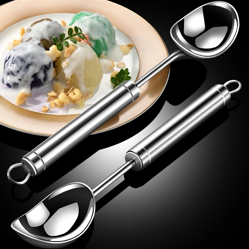 2PCS 316 Stainless Steel Ice Cream Scoop Baller Melting Ice Cream Spoon for Watermelon Fruits Dessert Vegetable Tools