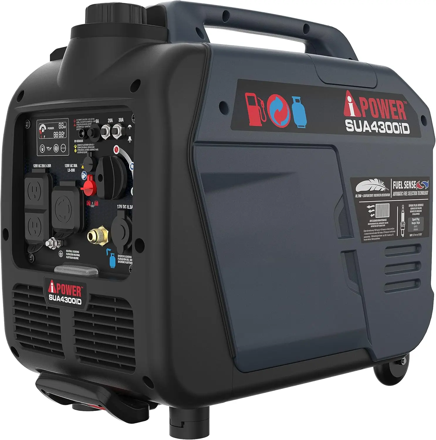 A-iPower Portable Inverter Generator Dual  , 4300W RV Ready, EPA &  Compliant  Sensor, Light Weight With Telescopic Han