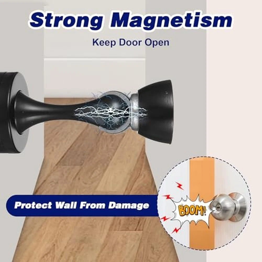 Stainless Steel Door Stopper Bathroom Magnetic Door Stop Heavy Duty Floor Wall Mount Wind-Proof Door Holder For Door Hardware