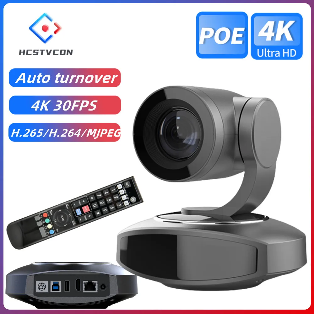 4K Ultra HD PTZ Camera AI Humanoid Tracking 10X Optical Zoom HDMI USB3.0 LAN POE Lens Auto Flip for Stage Church Live Streaming