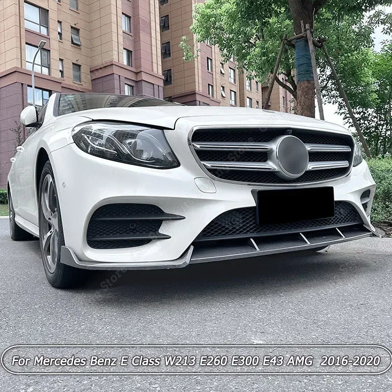 

For Mercedes Benz E Class W213 E260 E300 E43 AMG 2016-2020 Car Front Bumper Lip Front Shovel Exterior Canard Splitter ABS