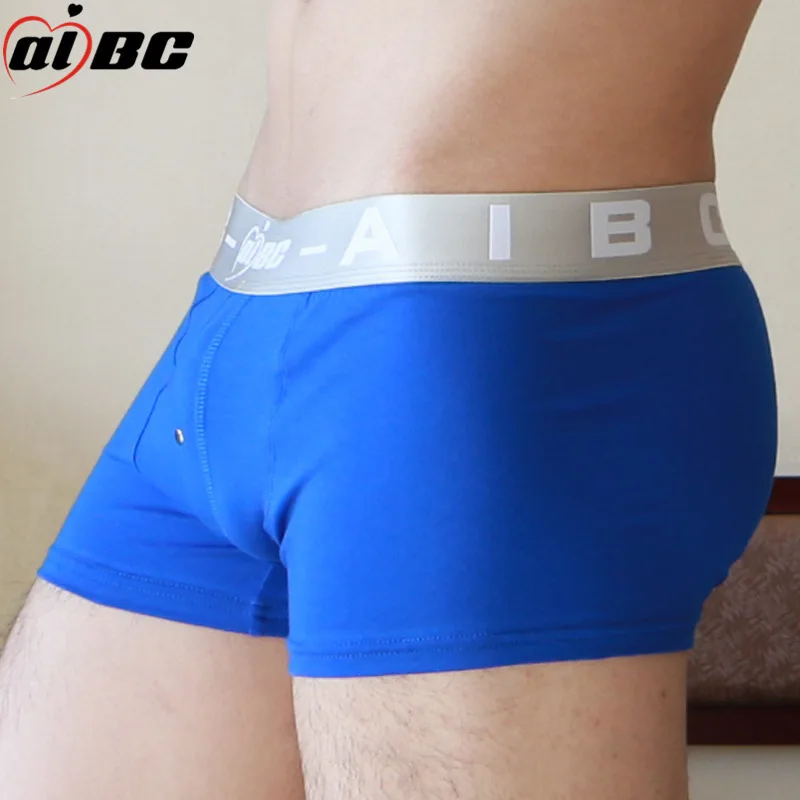 Men Sexy Underwear Pure Cotton Silver Tendon Wide Edge Gold Decoration Fake Button Door Silk Smooth Tendon High-end Boxer Shorts