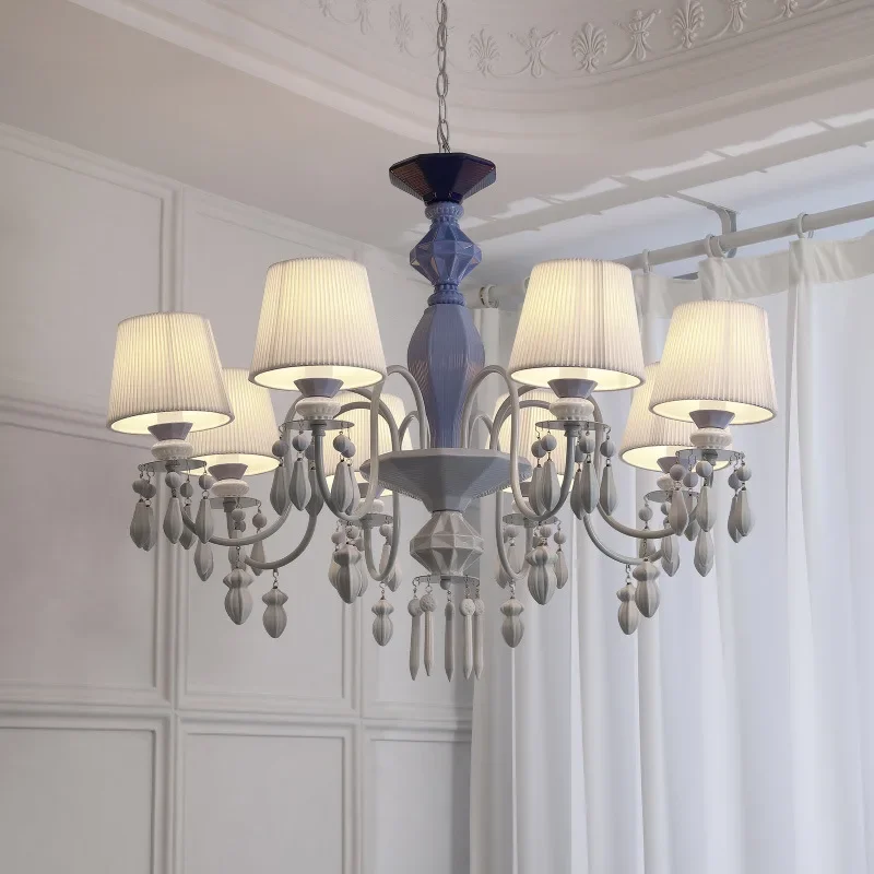 โคมไฟระย้าสไตล์ฝรั่งเศสโบราณ สำหรับห้องนอน หรูหราแบบเรโทร โคมไฟห้องนั่งเล่น