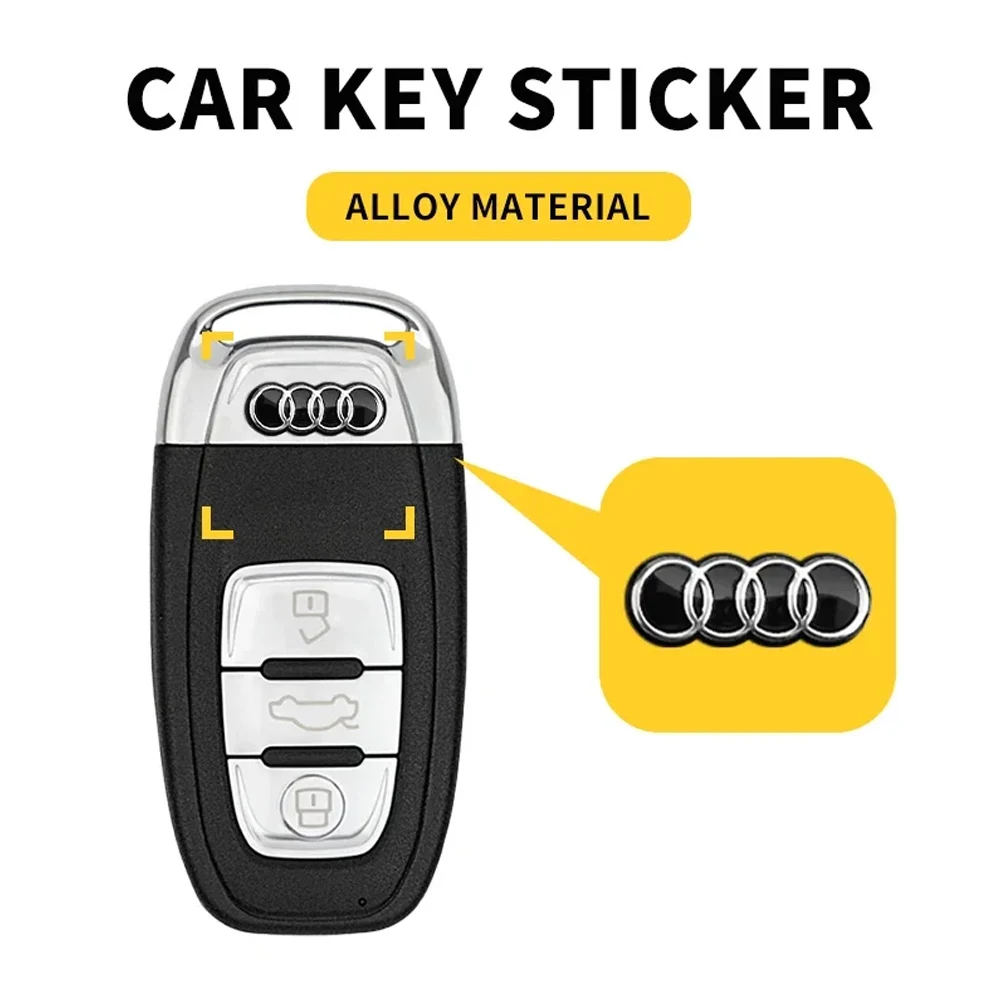 2/5/10pcs 14MM 16MM Car Remote Key Aluminum Logo Sticker For Audi sline A4 B8 B6 B7 B9 A3 8P 8V 8L A6 C7 C6 A5 Q5 Q7 A7 Q3 TT