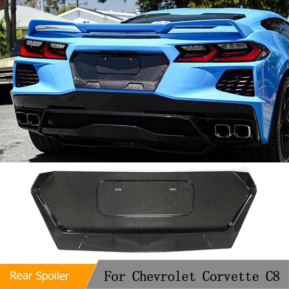 

License Plate Frame Lid Cover Fit For Chevrolet Corvette C8 Real Carbon Fiber Rear License Plate Backing Covers