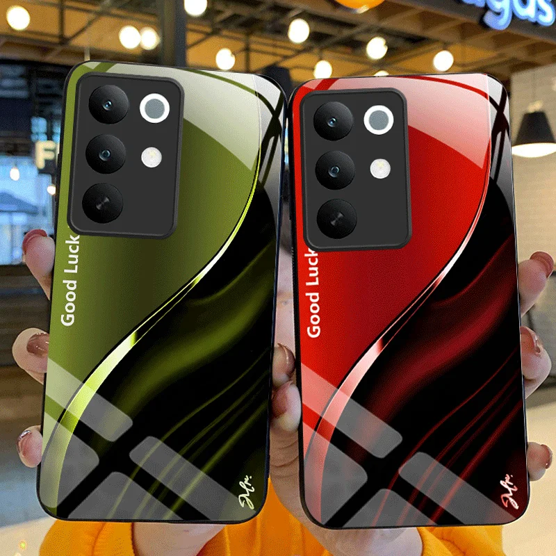 Hard Tempered Glass Case For Realme C85 Pro C85 5G Protective Cover Gradient Color Back Shell Fundas