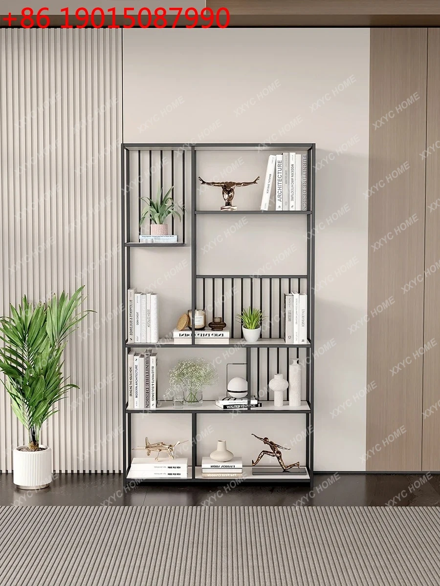 A Office multi-layer wrought iron shelf floor bookshelf living room partition decorative display cabinet