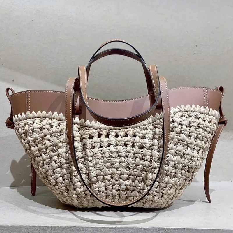

Beach Tote Bag For Women Luxury Designer Handbag And Purse 2025 New In PU Straw Woven Hollow With Inner Pocket Underarm Shoulder