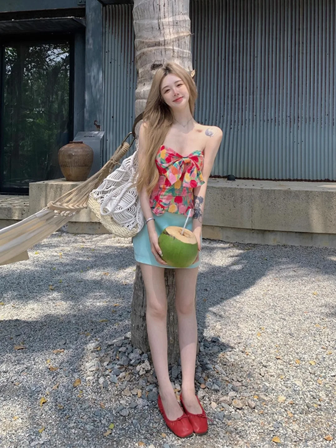 

Beautiful Floral Print Two-Piece Set Summer Breathable Lightweight Women's Faion Island Vaion Outfit ort Sve Zipper...