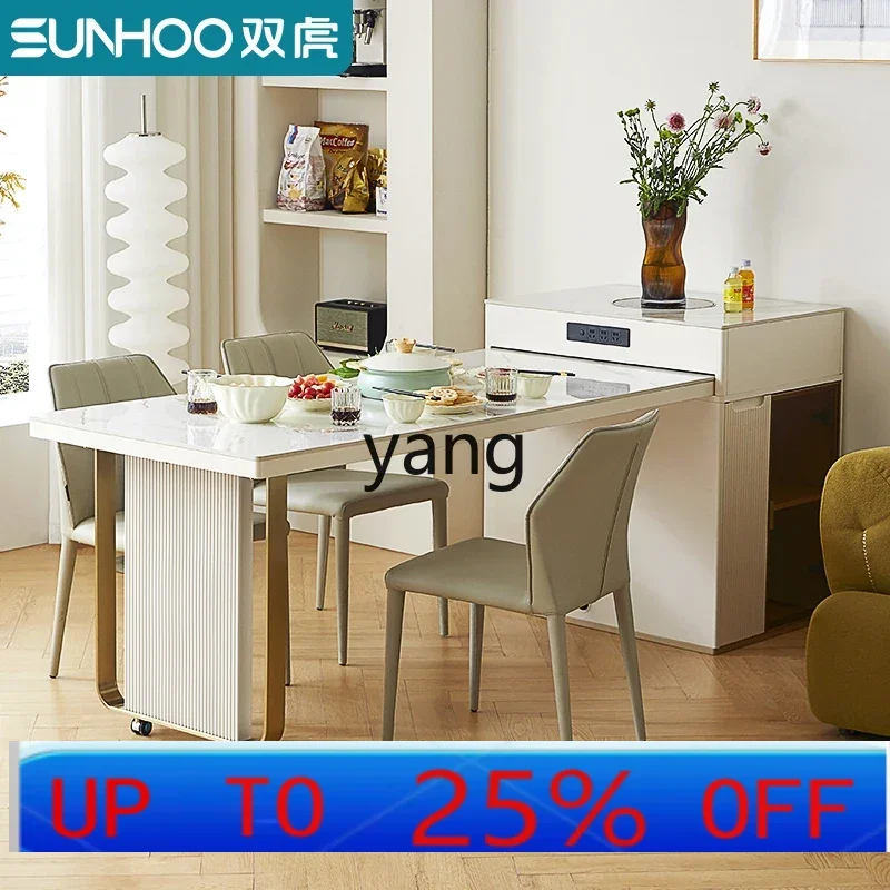 

CX induction cooker dining table integrated household multi-functional dining table retractable rock slab island