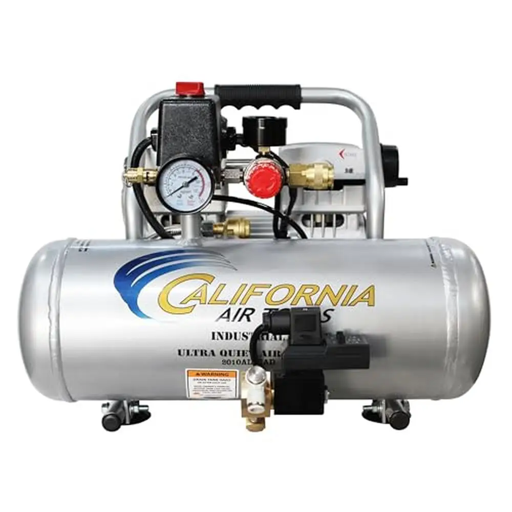 Ultra Quiet 1.0 HP Aluminum Tank Air Compressor 2.0 Gal. Rust Free Lightweight Powerful Motor Two Pressure Gauges Universal