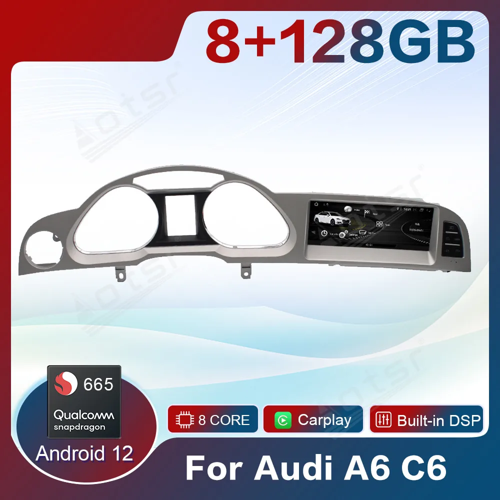 8.8 Android 12 128GB Auto Radio CarPlay For Audi A6 C6 2005-2011 MMI 2G 3G Car Multimedia Screen Navi Headunit with Rear Camera