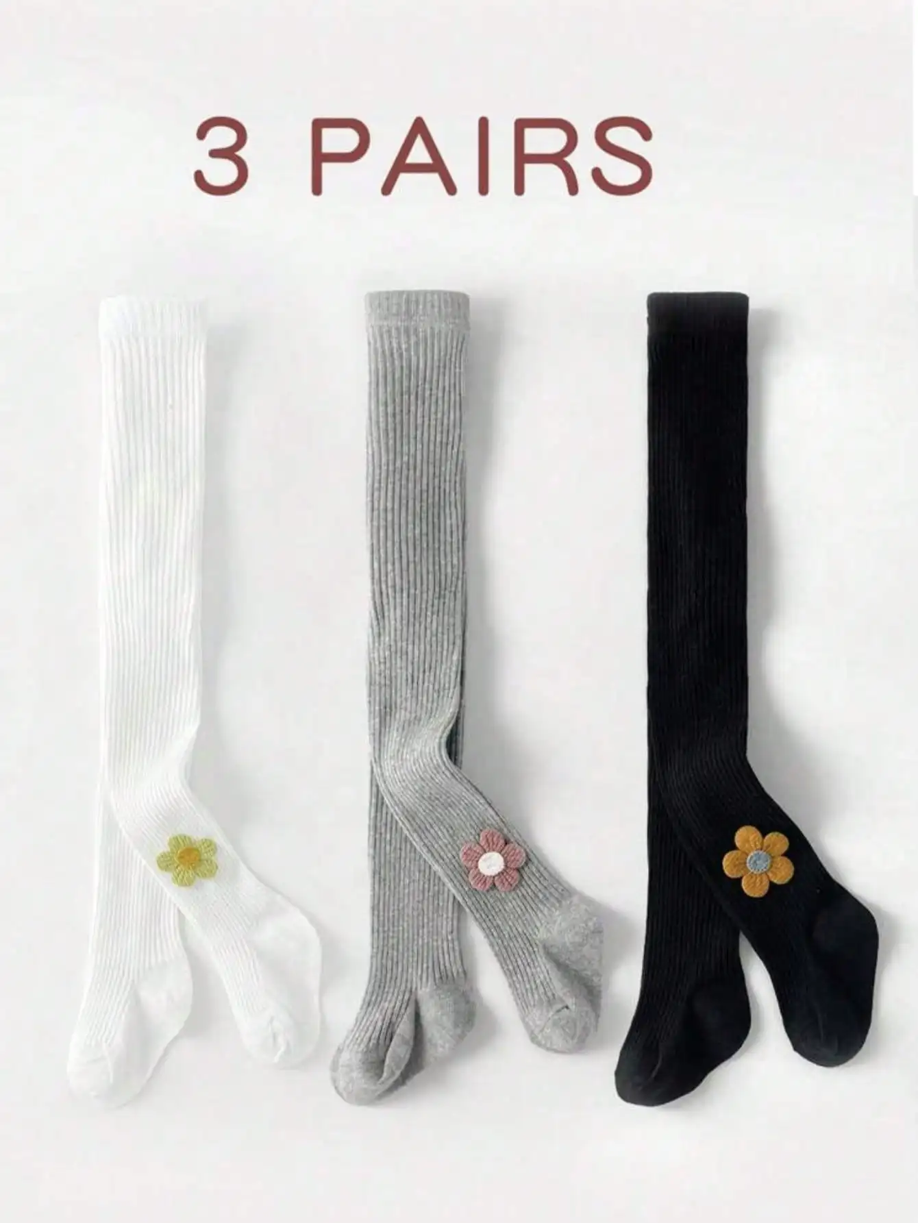 1pcs/3pcs/Pack Baby Girls Leggings,Spring & Autumn Striped Floral Pattern Tights, Outdoor Wear, Thin Layering Baby Toddler Girl'