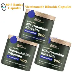 3 Bottles NAD+ Supplement Capsules - Liposomal Nicotinamide Riboside Capsules 900mg With Resveratrol 80pcs/Bottle