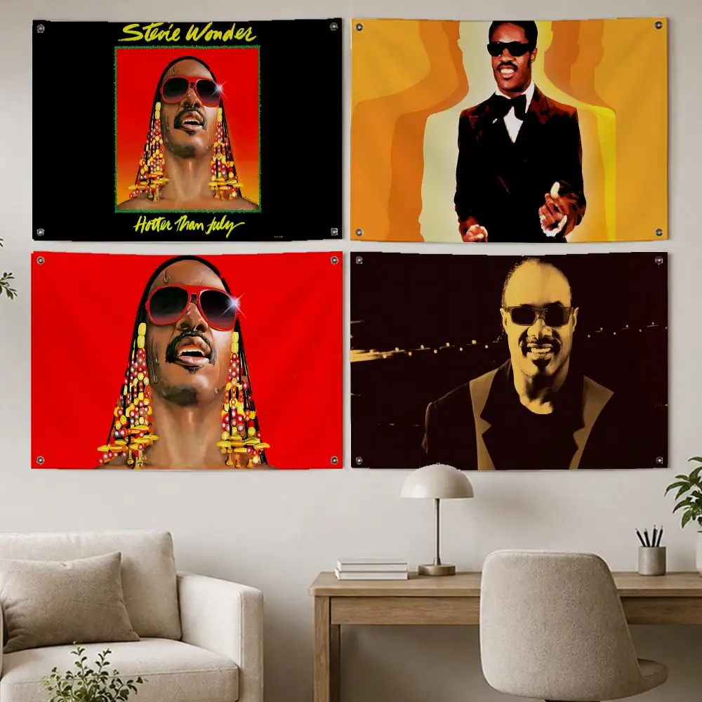 Soul Singer Stevie Wonder Flags Room Home Decor Wall‑Hanging Art Banner, Outdoor for Bedroom Party Background Decoration