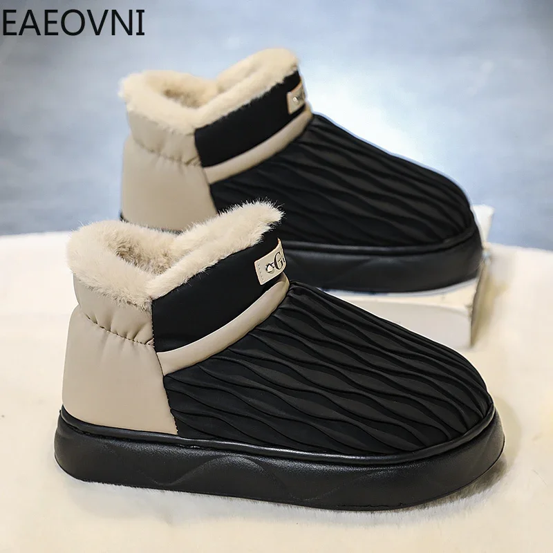 Booties for Men Snow Boots Slip-on Water Proof Trendy All-match Hard-wearing Designed Outdoor Boot Sole Shoes New Arrival Young