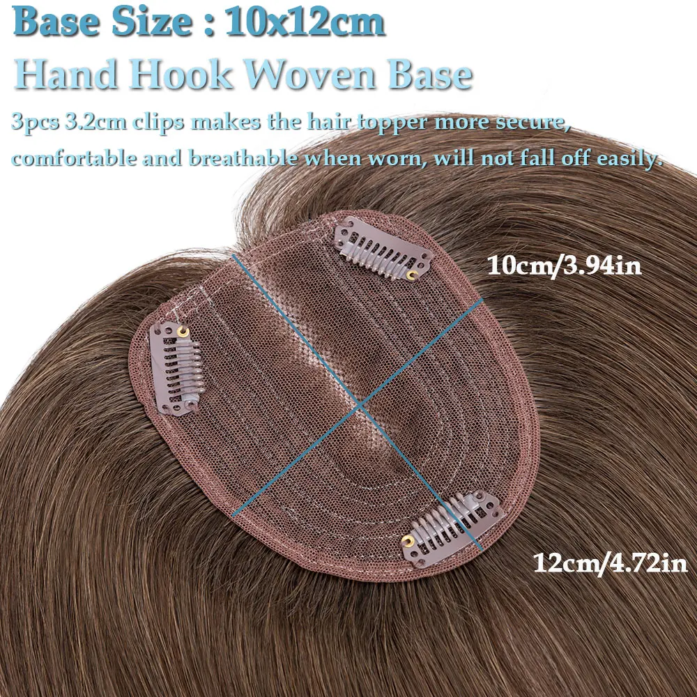 Rich Choices Hair Topper for Women Real Human Hair Full Top Cover Natural Hair Topper for women with Thinning Hair 10x12Cm