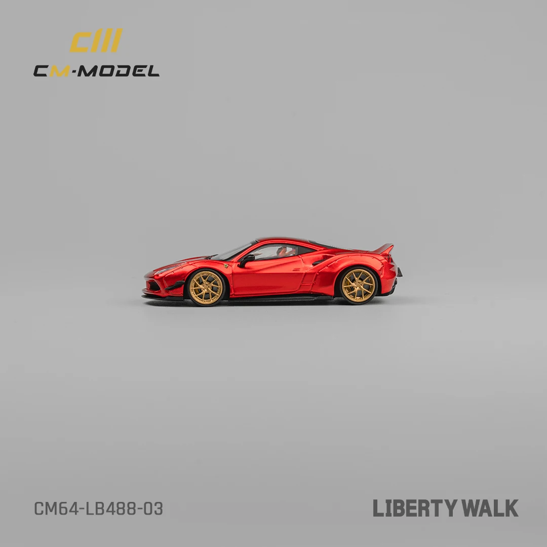 CM Model 1/64 LB488 Wide body Metallic Red Model Car Luxury High Performance Car Diecast Toy Station Vehicle with Display Box