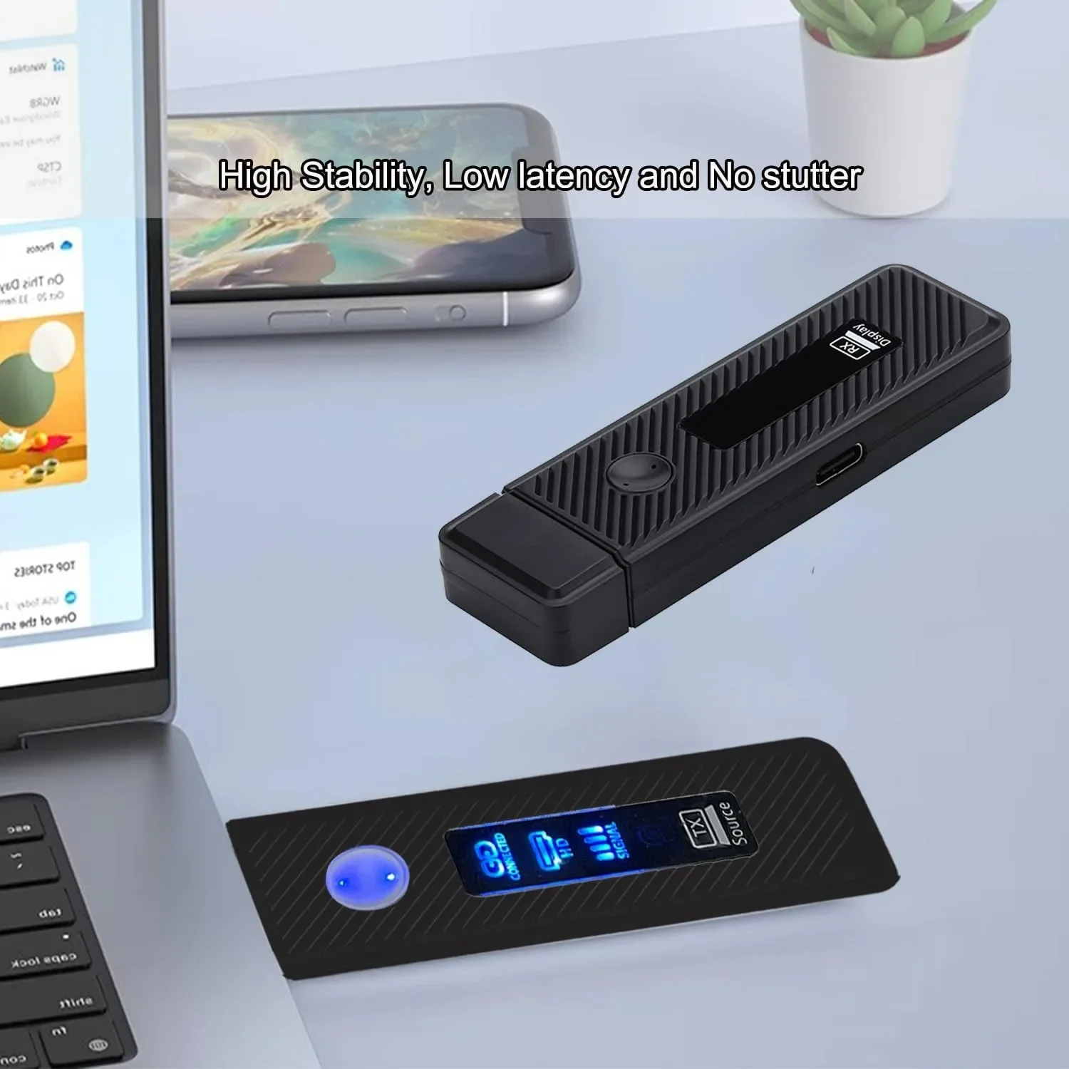 165FT/50M ワイヤレス HD 互換送信機および受信機 LED ディスプレイ 1080P HD エクステンダーキット PC モニター プロジェクター TV ボックス用