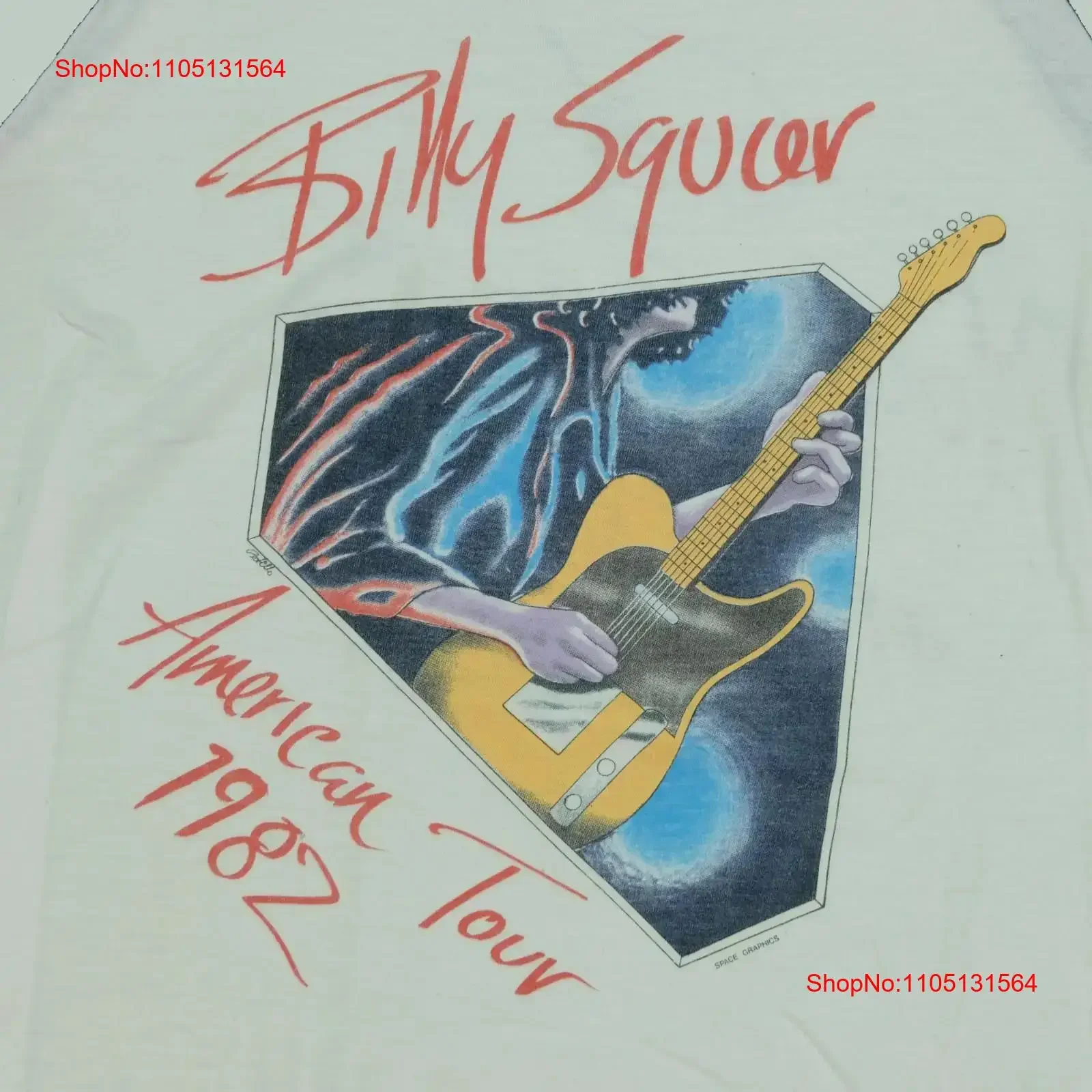Billy Squier American 1982 Camiseta de algodón concierto S a 5XL AR097 vintage ropa de calle lavada Unisex elegante Casual transpirable