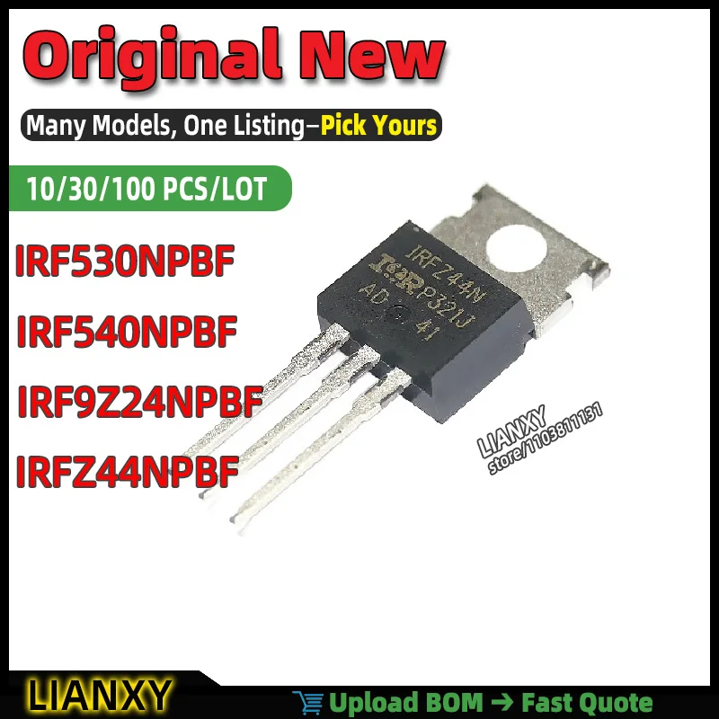 IRFZ44NPBF IRF540NPBF IRF530NPBF IRF9Z24NPBF TO-220AB N-CH MOSFET N-CHANNEL New Original