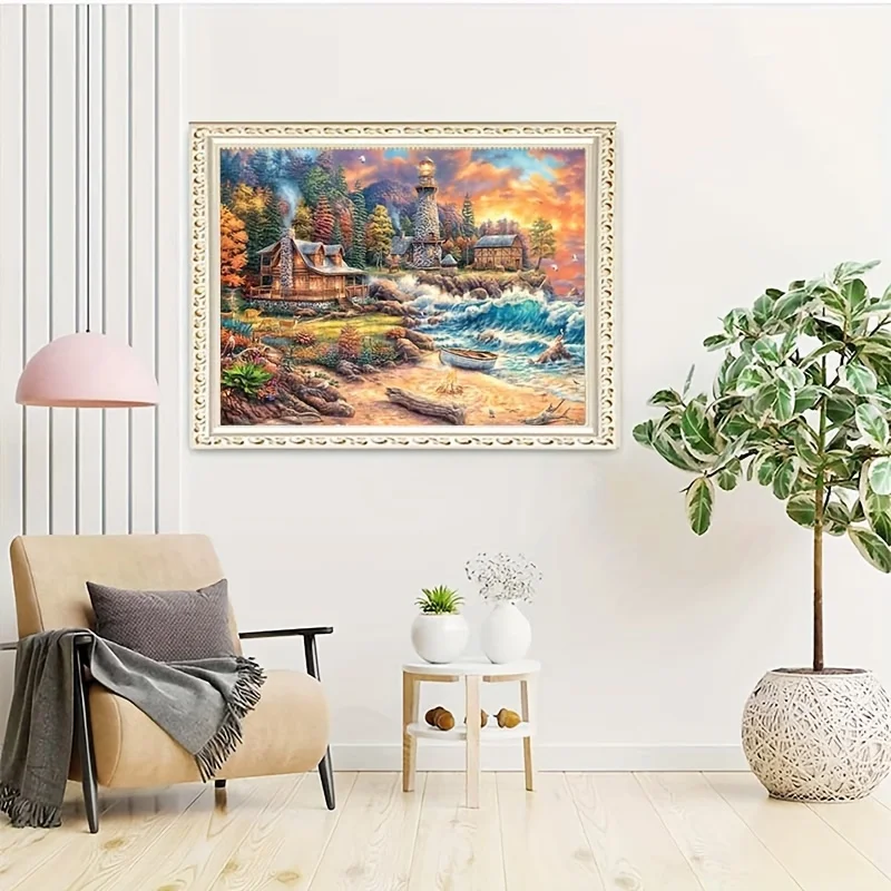 

500/1000/1200/2000PCS Puzzles for Adults Coastal Stone Town,Jigsaw Puzzles Brain Challenge Game Gift Home Decor