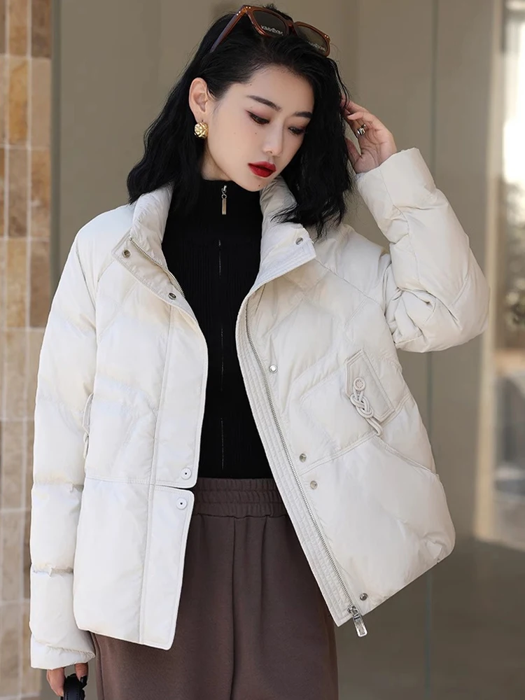 アマックス ルルエ イギリスデザイン パーカー 冬 レディース 暖かい ファッション ゆったり ダックダウンジャケット 2025 レディース カジュアル クラシック 無地 スノーコート