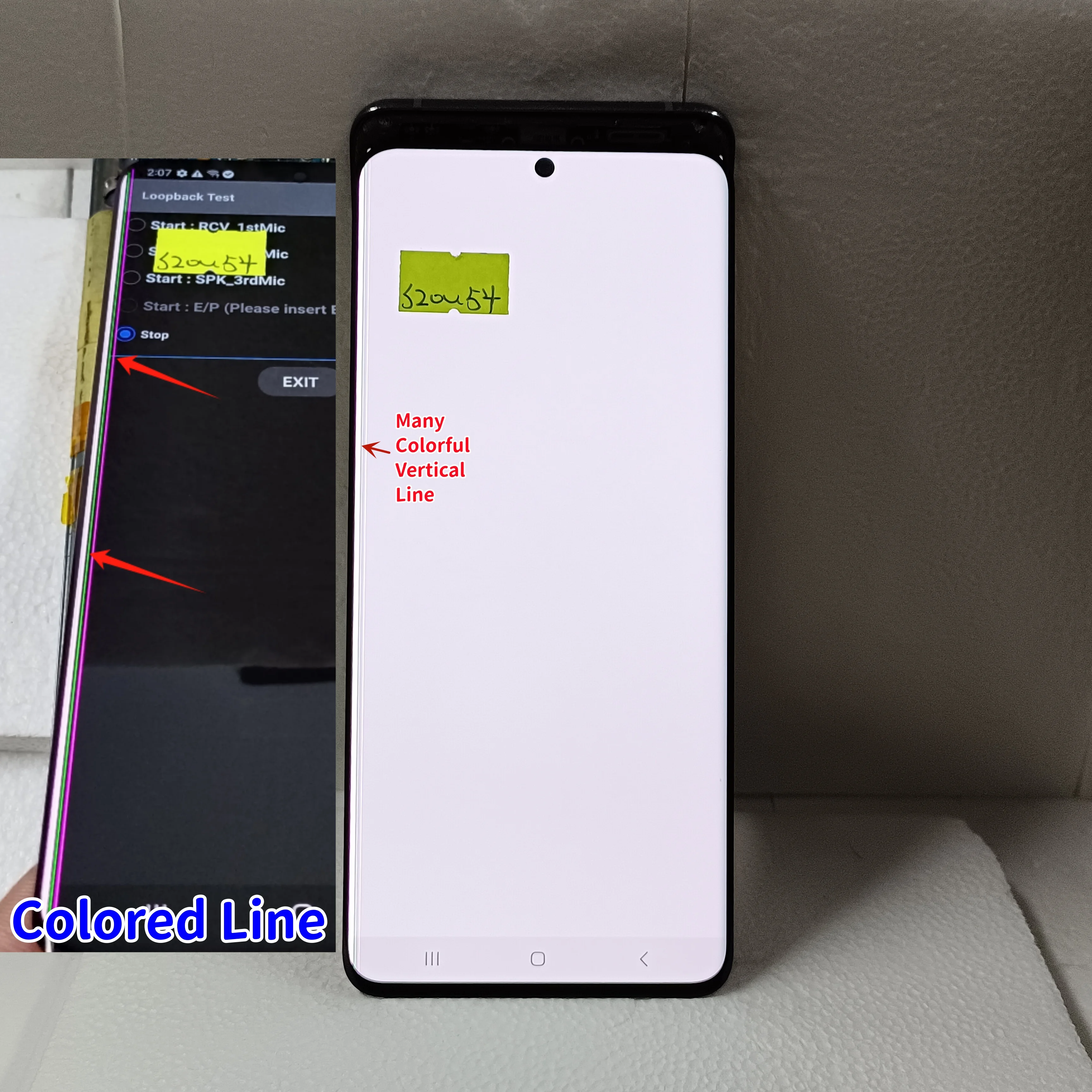 LCD AMOLED 6.9 "untuk Samsung Galaxy S20 Ultra G988 G988F dengan tampilan garis dengan pengganti rakitan Digitizer layar sentuh