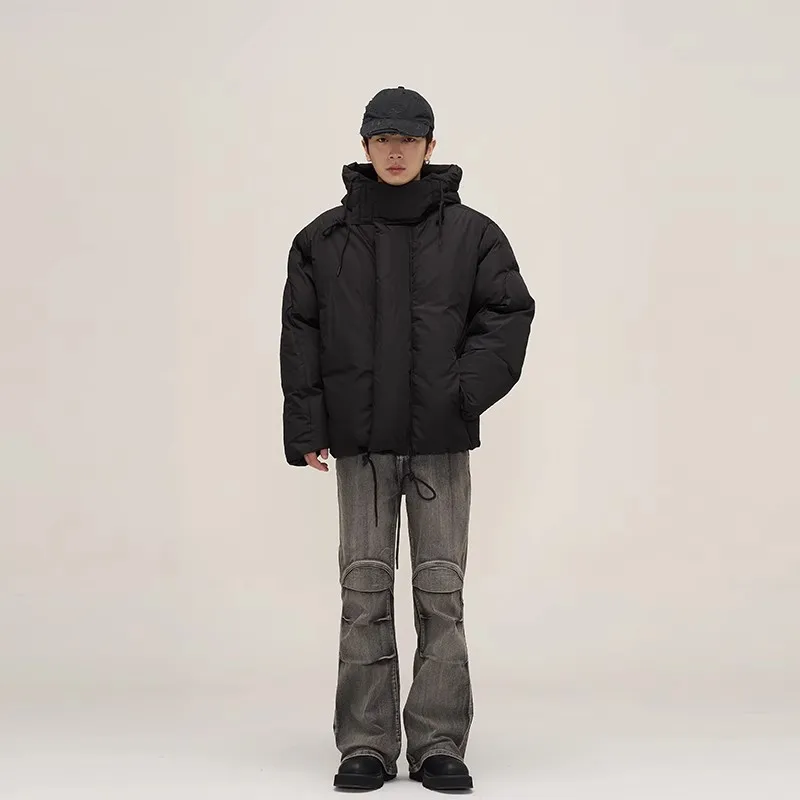 Piumini da uomo con cappuccio d'avanguardia, cappotto da uomo di nicchia americana, giacca invernale da donna streetwear