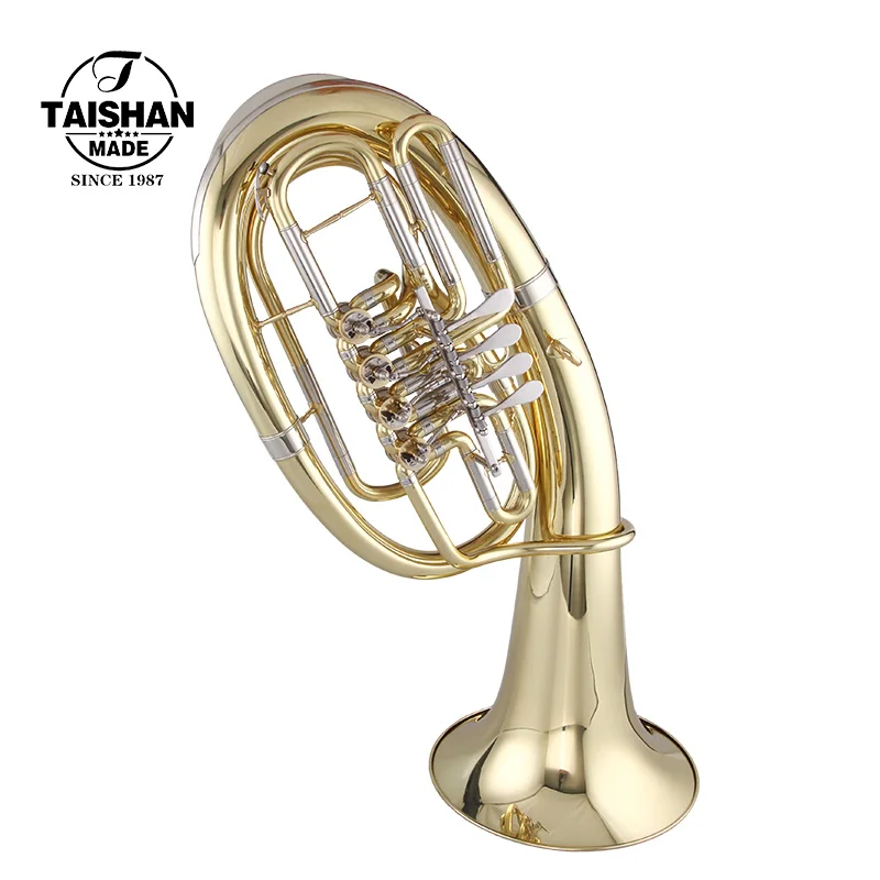 Taishan Customizable Baritone Horn Yellow Brass Body With BB Tone 4 Piston Musical Instrument Accepts OEM