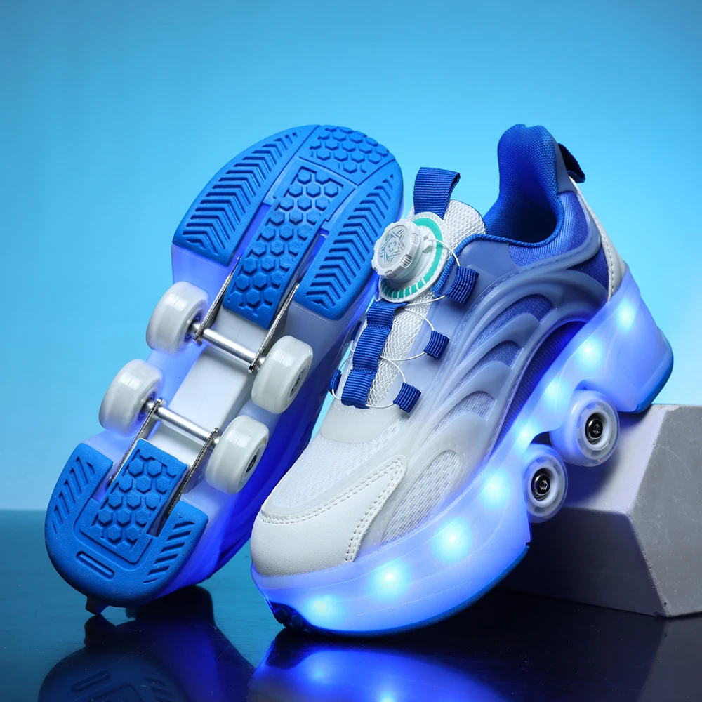 Roller Skates Sports Shoes Kids Girls Boy Gifts Children Teenagers Outdoor LED New Big Retractable Four-Wheeled Roller Skates