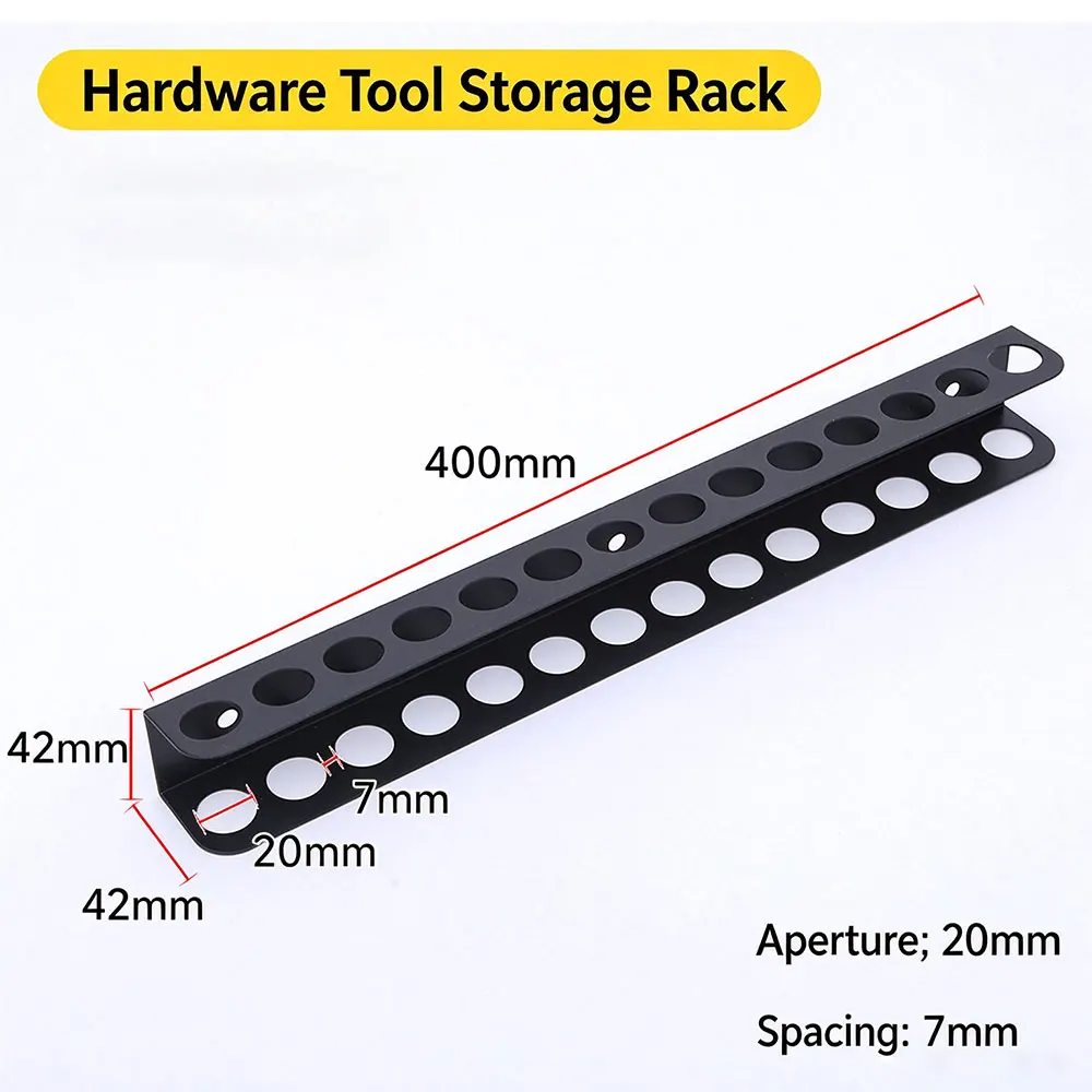 Metal Tool Storage Rack Wall Mount Plier Organizer Holder 400mm L-shaped Hole Tool Hanger for Garage Workshop Hardware Storage