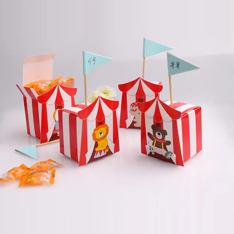 Caja de dulces de circo de 100 pulgadas, caja pequeña para dulces, recuerdo de bebé, decoración para fiesta de cumpleaños de niños