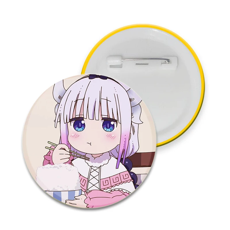 58mm Miss Kobayashi's Dragon Maid Pins Cartoon Badges Cosplay Handmade Tinplate Brooch for Backpack Clothes Chest Ornament Gifts