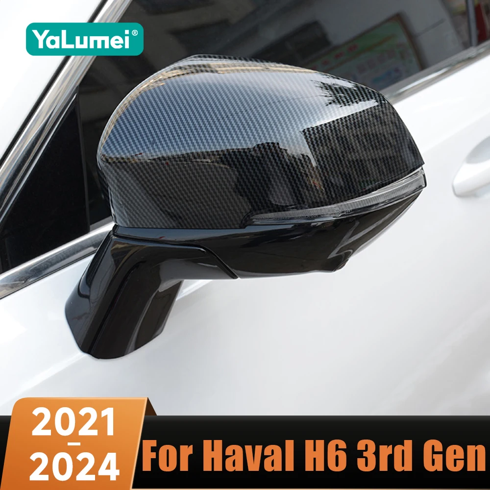 

Carbon Fiber Car Door Side Rearview Mirror Cover Protective Cap Trim ABS For Haval H6 3rd Gen 2021 2022 2023 2024 GT DHT PHEV