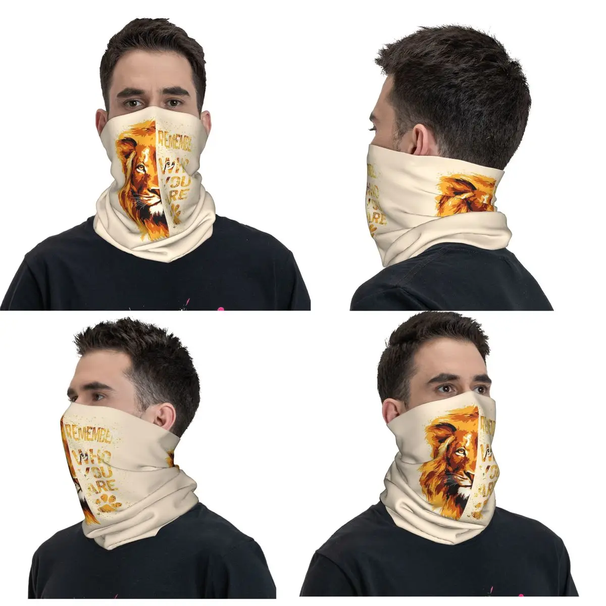 Remember WHO YOU ARE Lion Bandana Neck Gaiter Printed Mask Scarf Warm Headband Riding Unisex Adult Windproof