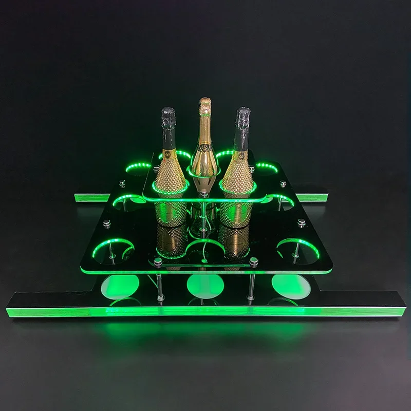palanquin de vino acrílico luminoso LED para discoteca/bar, accesorios de ambiente para palanquin de vino y palanquin de champán