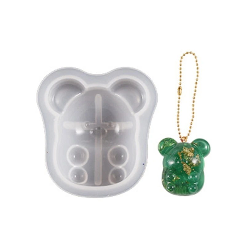 E0BF DIY Semi Three-Dimensional Bear Silicone Mold Epoxy Resin Molds Keychain Pendant