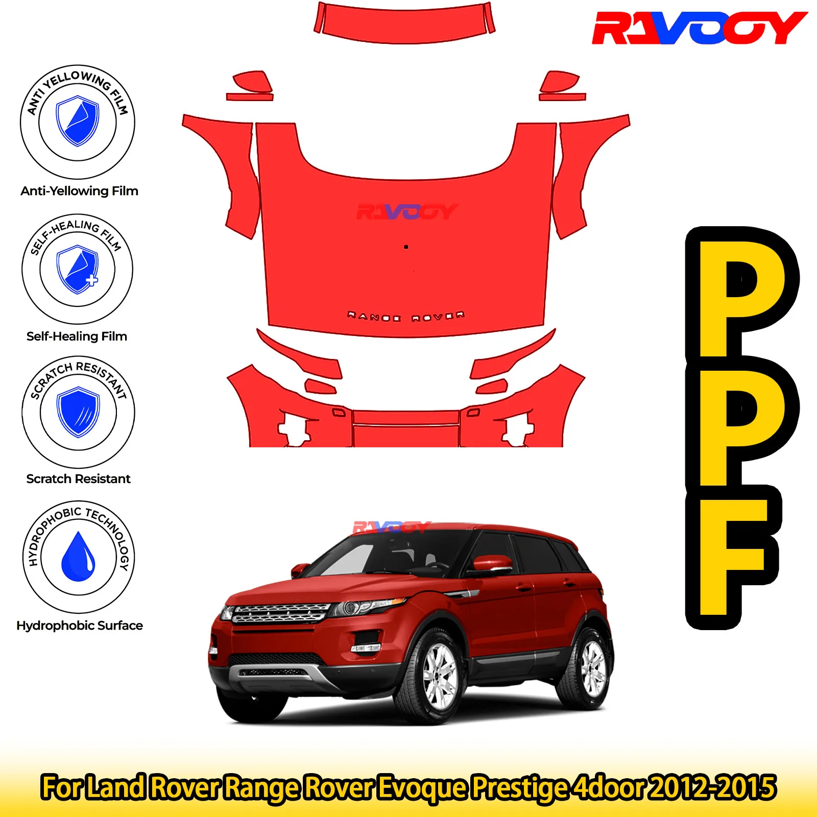 

Для Land Rover Range Rover Evoque Prestige 4door 2012-2015 глянцевая матовая черная предварительно вырезанная передняя защитная пленка PPF Kit