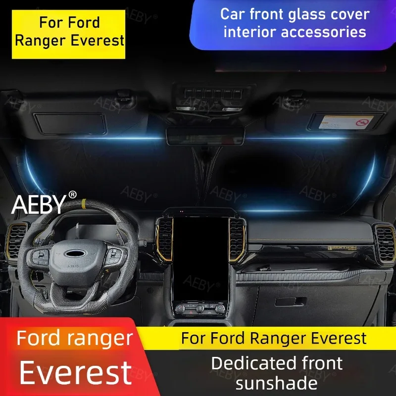 For Ford Ranger Everest 2022-2026 Heat shield UV reflective,Double layer reflective windshield sunshade,Foldable,Accessories