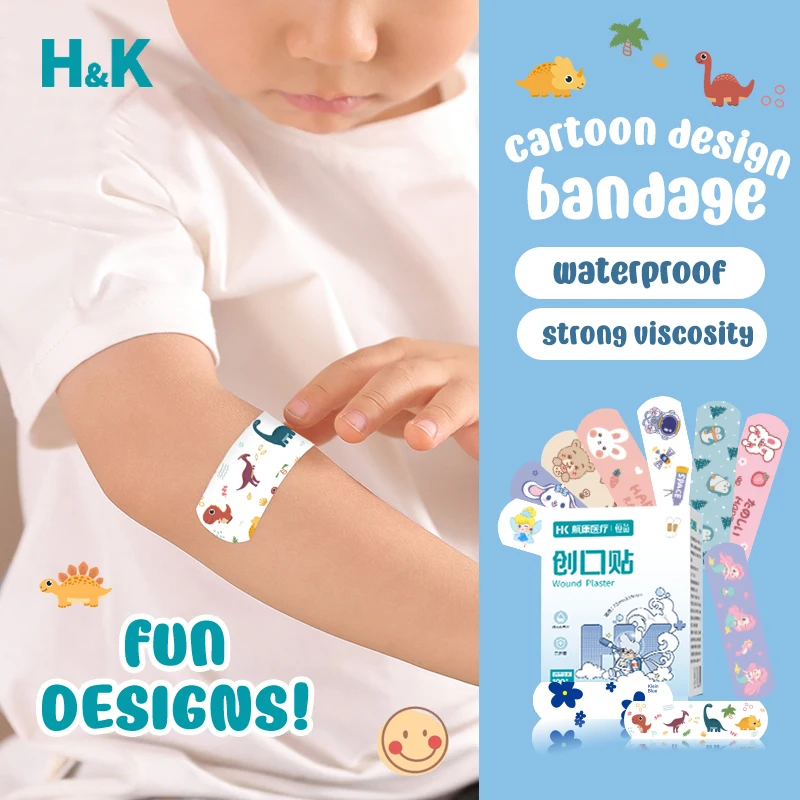 100 tablets/Box Cartoon Pattern Waterproof Breathable Bandages Clear Hemostatic Stickers Aid Emergency Kit Wound Plaster Patch