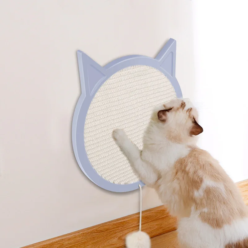 Wall Suction Cat Shape Scratcher with Small Ball Cat Claw Grinder Cat Toy Protection Furniture