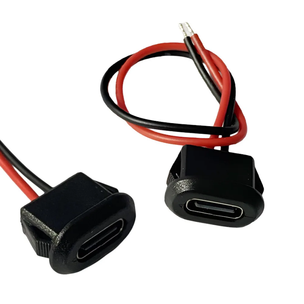 Type C 2P Adhesive USB Socket Replacement Part Oval Interface For Automotive Charger Desk Lamp Charging Repair Parts