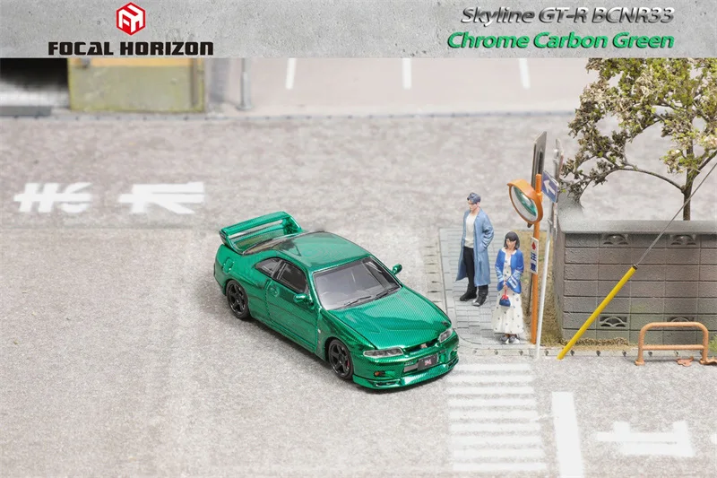 **Pre-Order** Focal Horizon FH 1:64 Skyline R33 GT-R BCNR33 Chrome Carbon Green Limited999 Diecast Model Car