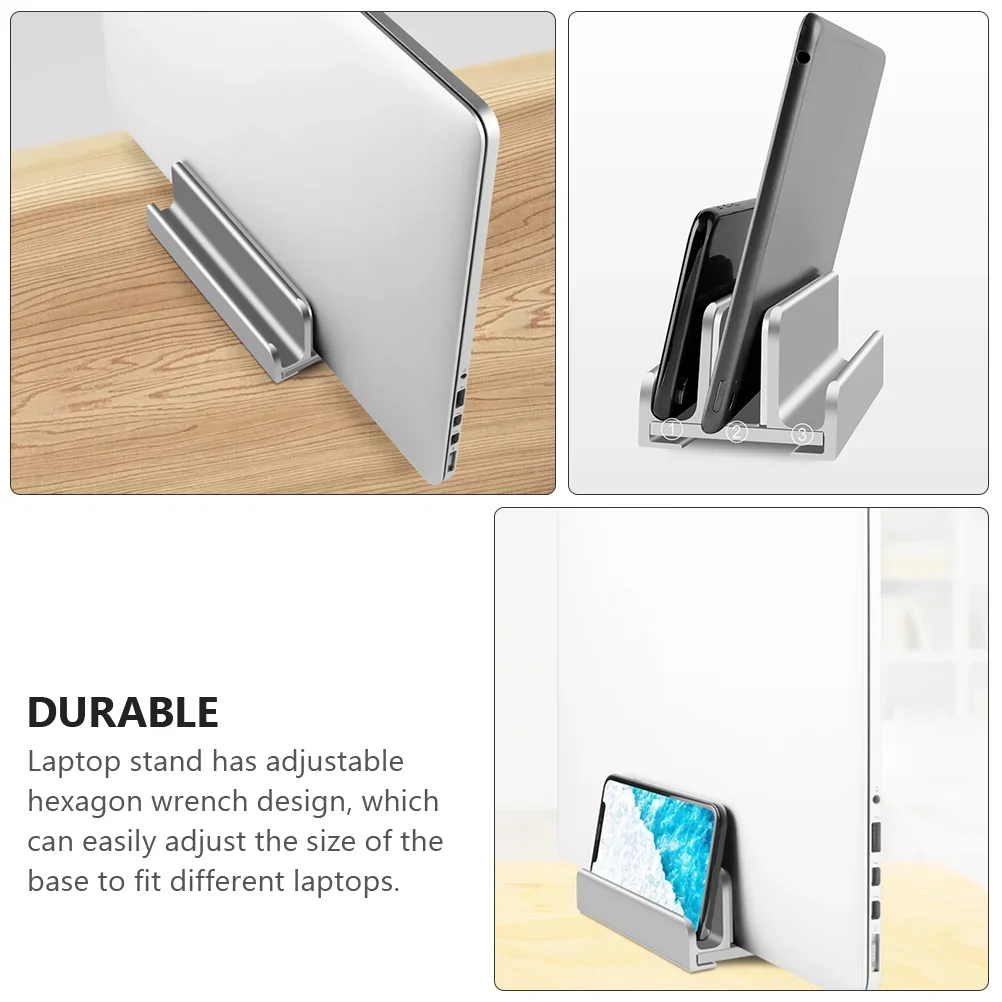 قابل للتعديل مسدس وجع حامل الكمبيوتر المحمول حامل ثلاثة فتحات سبائك الألومنيوم سيليكون رف الكمبيوتر المحمول دعم الهاتف اللوحي #6