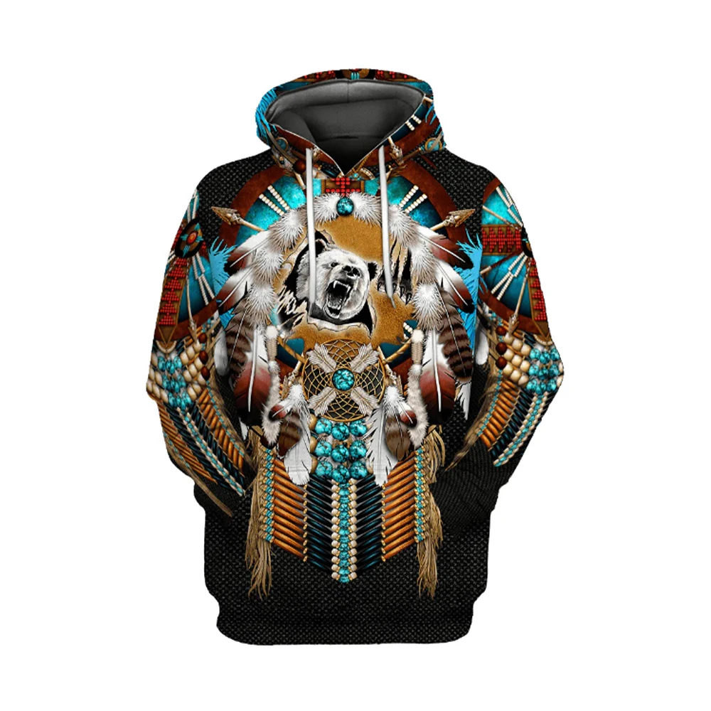 2024 Men\'s Fashion Bohemian Loose Hoodie Large 3D Printed Super Large Hoodie Indian Fashion Enthusiast