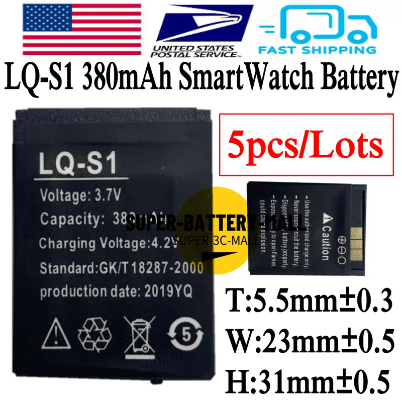 

5pcs/Lots DZ09 Smart Watch Battery 380mAh Li-Polymer Battery LQ-S1 Watch Battery