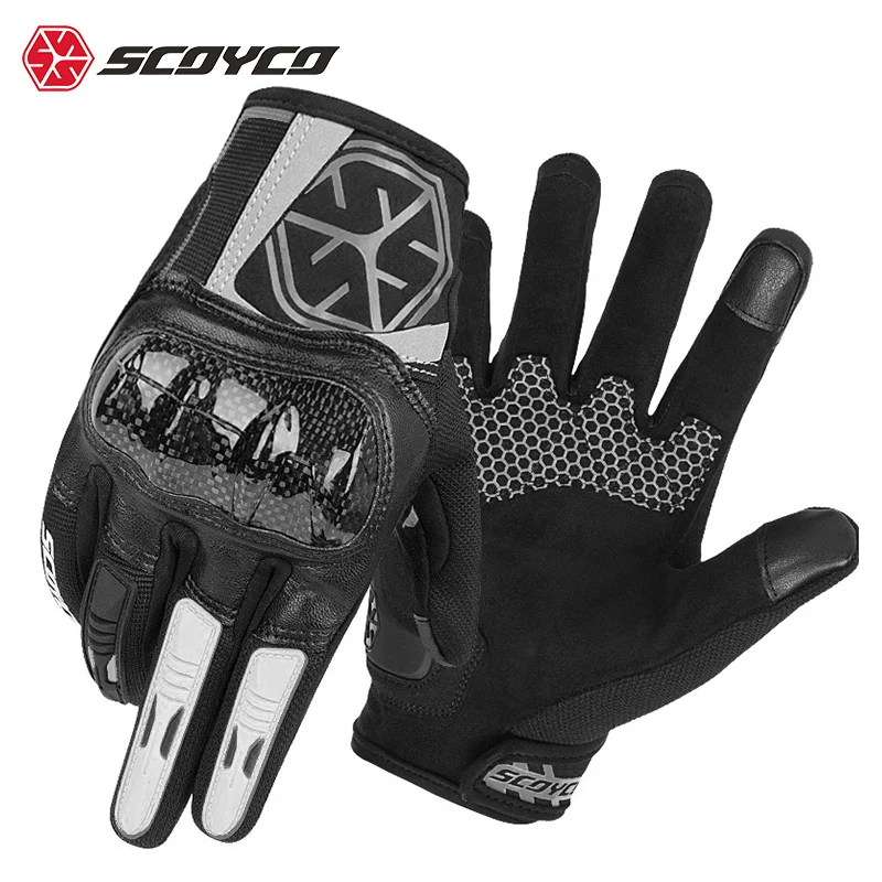 SCOYCO Motorcycle Riding Gloves Summer Racing Rider Anti-drop Red Black Orange White Carbon Fiber Men Women Motorbike Gloves