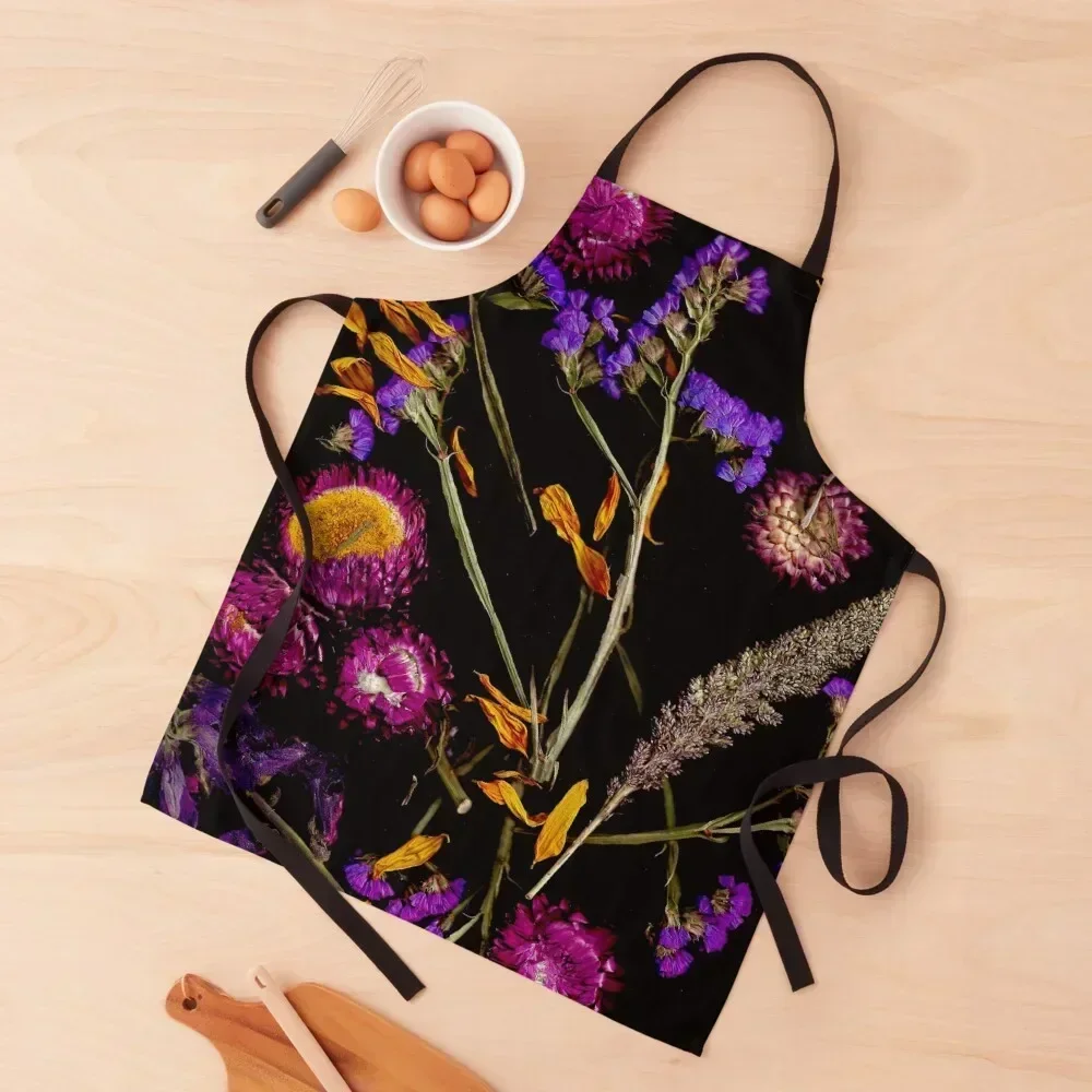 

Vampy dark pressed flowers Apron Kitchens Accessories Trim Cloth painting Household Items Useful Apron
