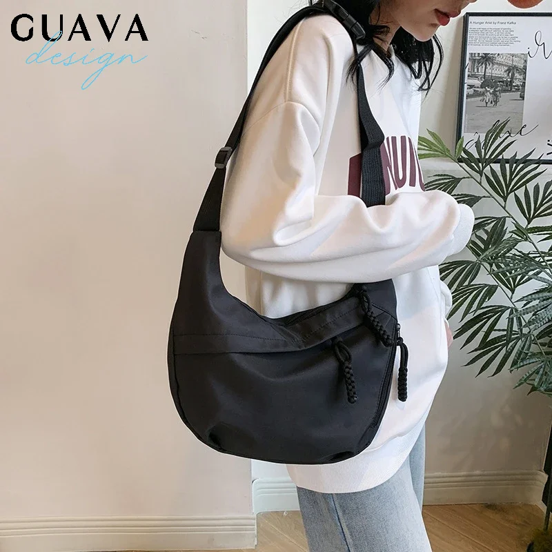 

New Fashion Summer Large Capacity Casual Nylon Women Shoulder Bag Korean Style Hobos Bag Youth Crossbody Shoulder Bag